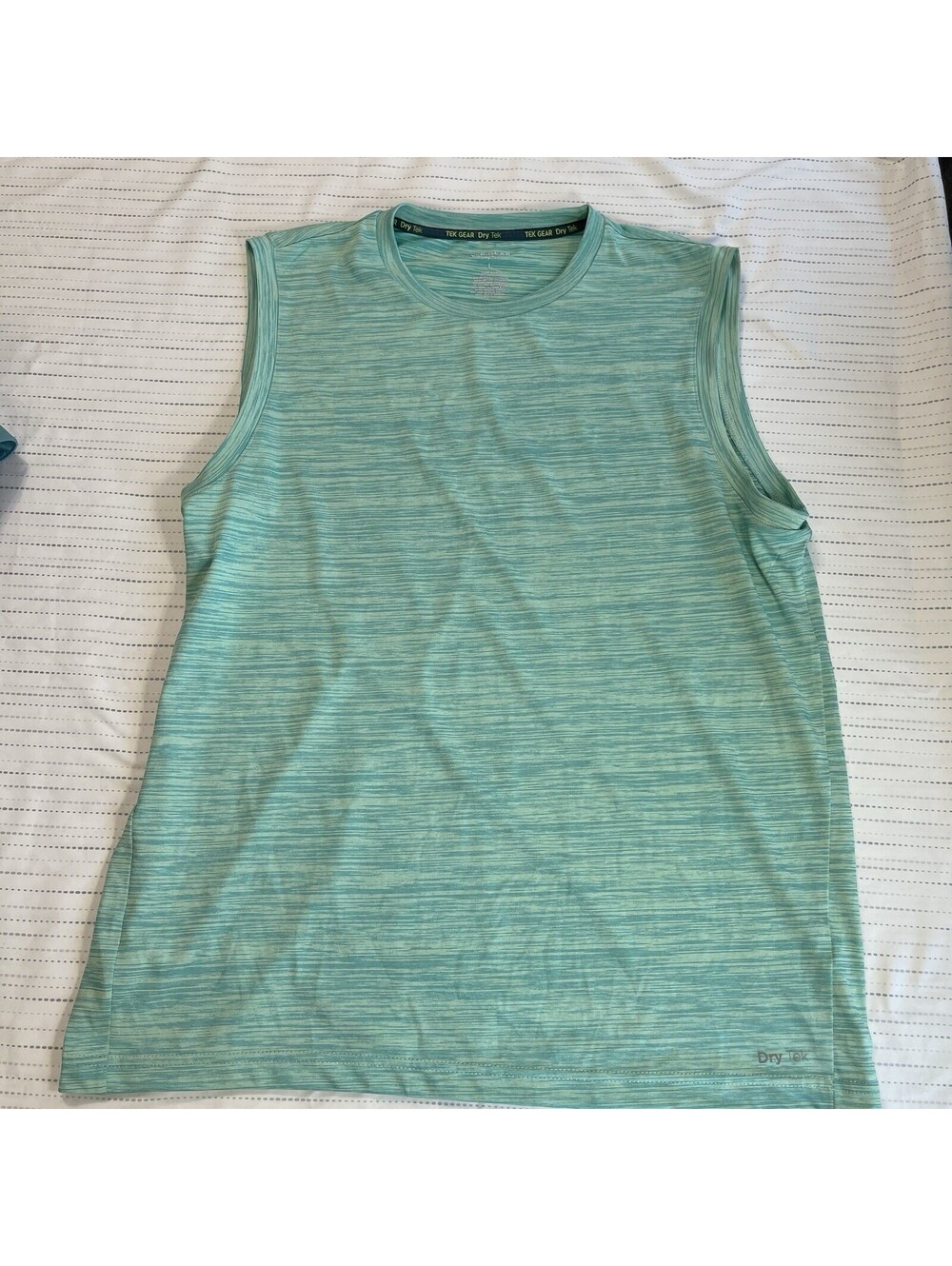 TEK GEAR Mens Athletic Tank Top Large Teal Green Workout Sports Running Gym